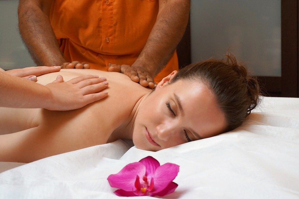 Spa Four Hands Woman Young Massage Relaxation